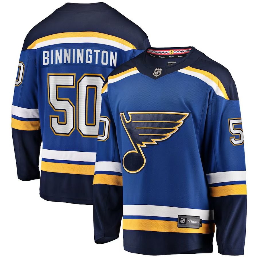 Men St. Louis Blues #50 Jordan Binnington Fanatics Branded Royal Home Premier Breakaway Player NHL Jersey